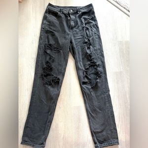 Black Pacsun Distressed Boyfriend/ Mom Jeans, Comfort Stretch Waistband